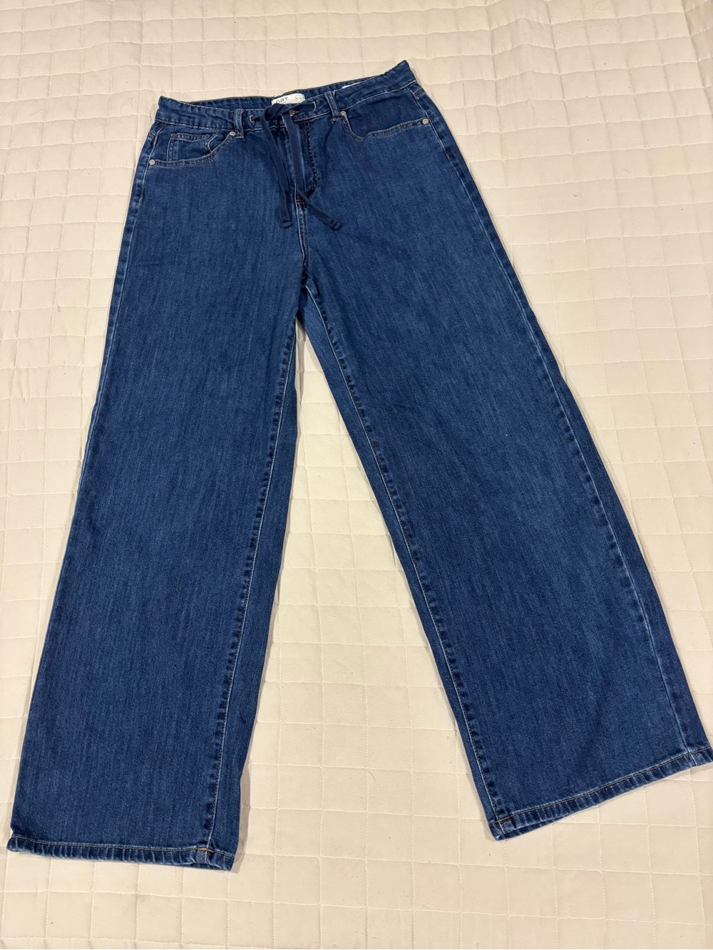 OAT New York Cloud Luxe Denim Wide Leg Jeans Women’s Size 8/29 Drawstring